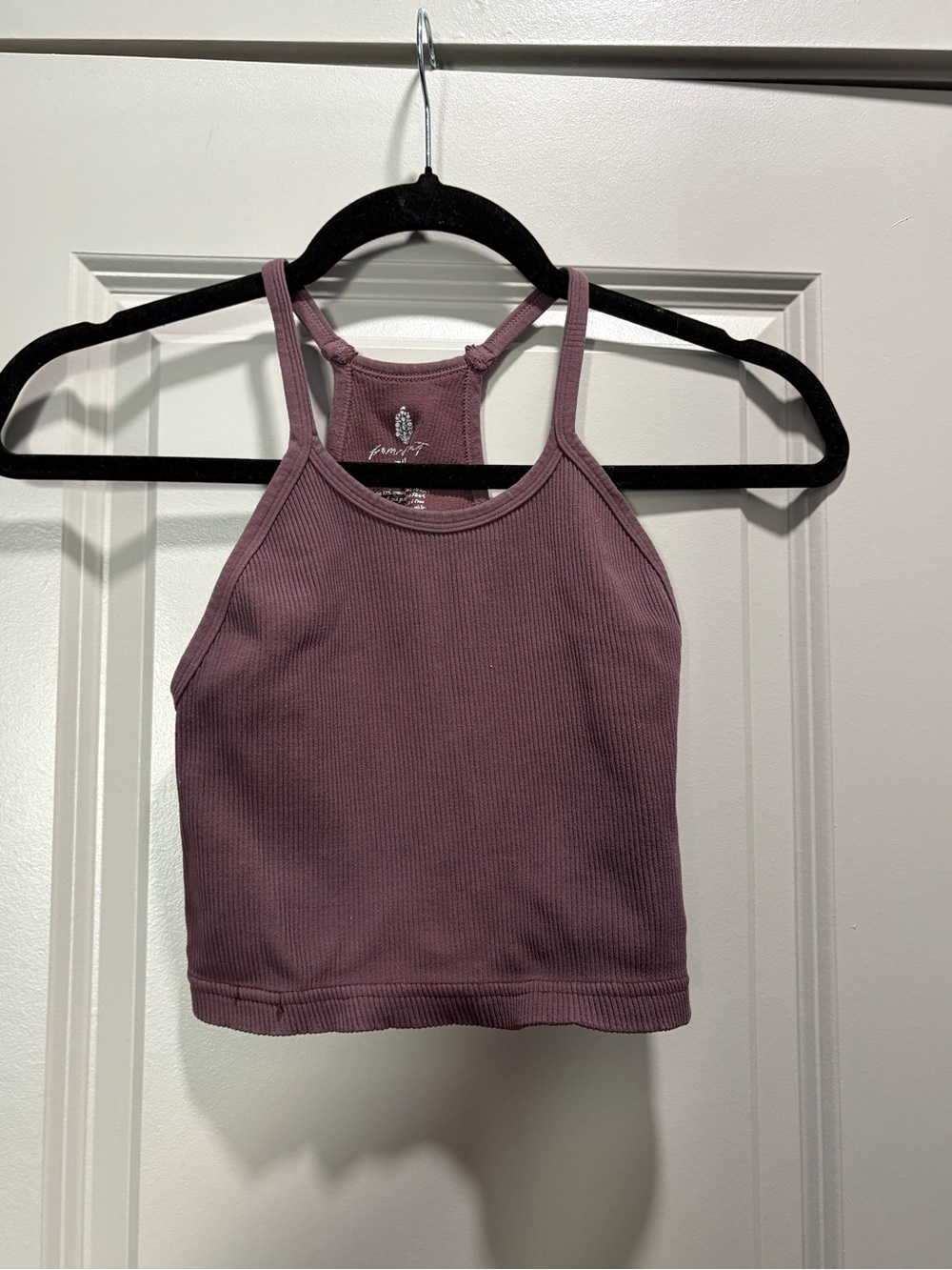 Free People Dusty Mauve Ribbed Crop Tank